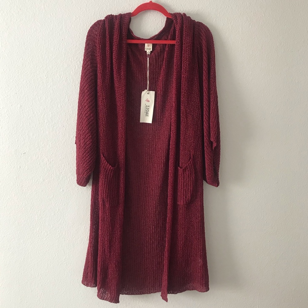Ijoah Wine Red Cardigan